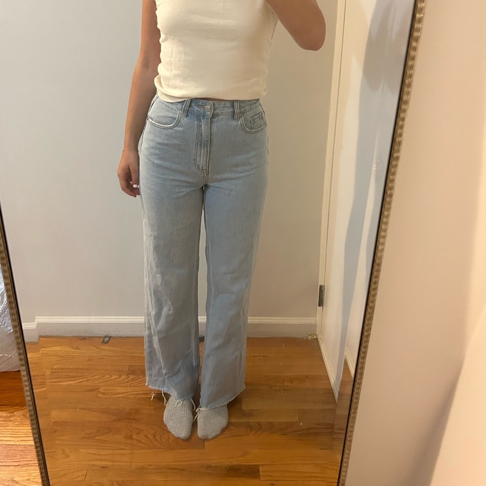 GLASSONS WIDE LEG LIGHT WASH JEANS